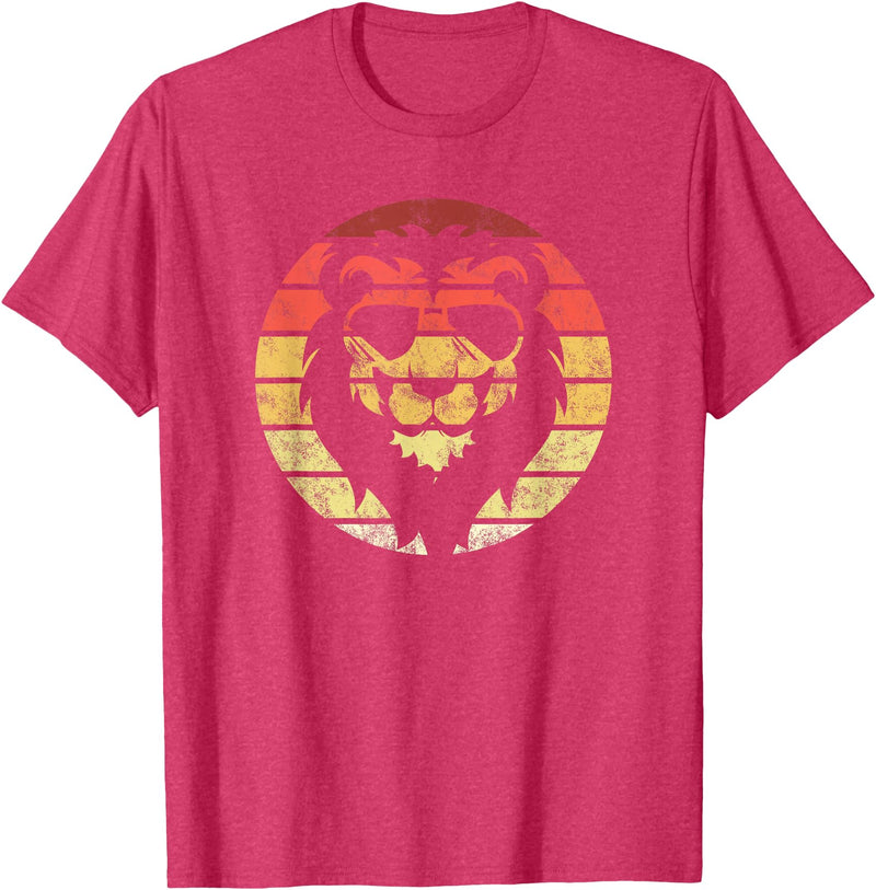 Lion Accessories & Clothing Gifts Women Men Kids Lion Retro Style Vintage T-Shirt - Red Heather
