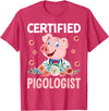 Funny Pig Farm Piggy Farmer Farming Gifts DAIMMER Certified Pigologist T-Shirt - Red Heather