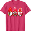 Three Gnome Crew Family Outfit Gnomes Love Valentine's Day Buffalo Leopard Heart Women Men T-Shirt - Red Heather