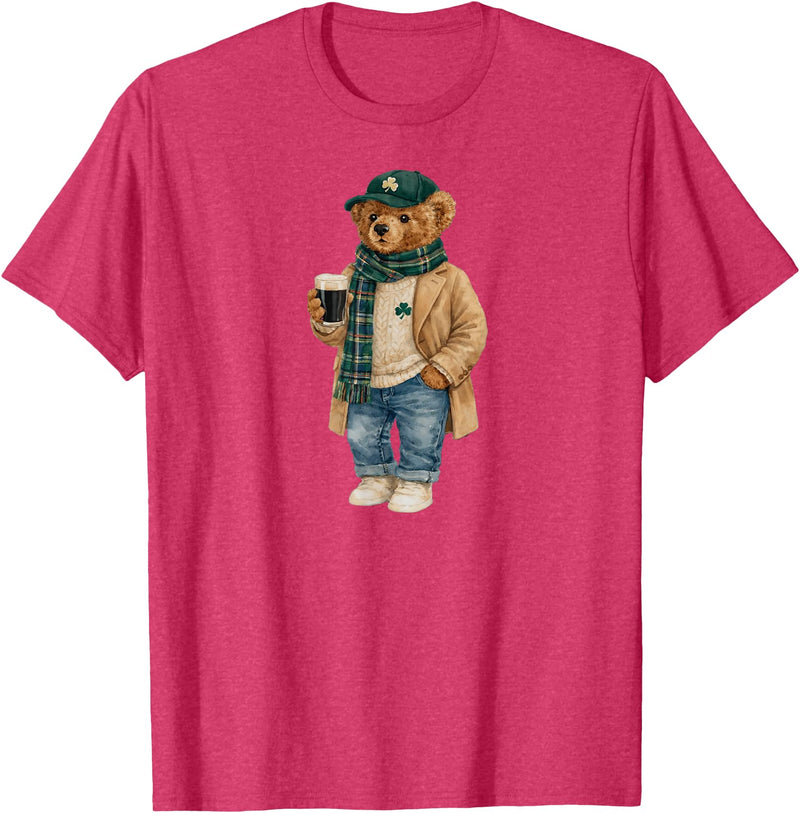 Lucky Teddy Bear St Patricks Day Irish t -shir t Lucky Teddy Bear St Patricks Day Irish T-Shirt - Red Heather