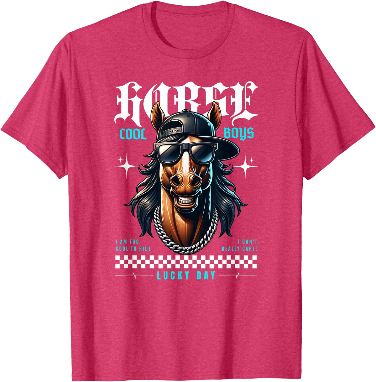 United Labels Horse - Lucky Days Streetwear Cool T-Shirt - Red Heather