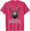Bear With Antlers Drinker Party Deer Beer Beer Bear Deer Grizzly Bear With Antlers Beer T-Shirt - Red Heather