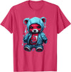 Teddy Bear Hoodie Street Style Urban Art Teddy Bear Hoodie Cool Street Style T-Shirt - Red Heather