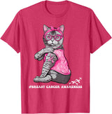 Nad-In October We Wear Pink Funny Cat Pink Ribbon In October We Wear Pink Breast Cancer T-Shirt