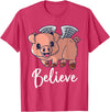 Buddy Tees Flying Pig with Wings Believe Motivational Pigs T-Shirt - Red Heather