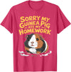 Sorry My Guinea Pig ate my Homework Kids School Sorry My Guinea Pig Ate My Homework Funny Pet Rodent Hamster T-Shirt - Red Heather