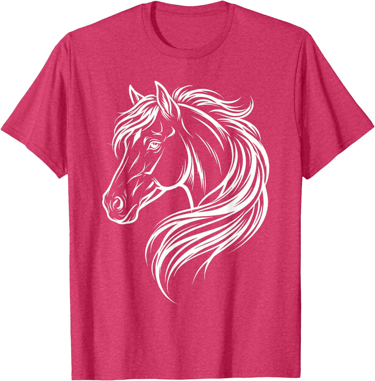 Horse Silhouette Farm Animal Graphic Horses Cute Horse Silhouette Art Equestrian Farm Animal Horse Lover T-Shirt - Red Heather