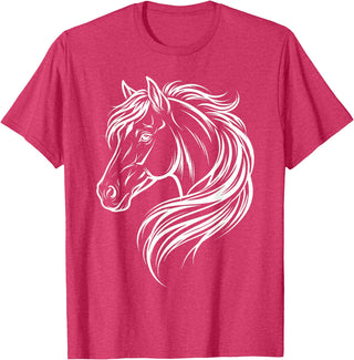 Horse Silhouette Farm Animal Graphic Horses Cute Horse Silhouette Art Equestrian Farm Animal Horse Lover T-Shirt - Red Heather