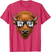 generic Buffalo with Sunglasses Wildlife Graphic for Men Women Kids T-Shirt - Red Heather
