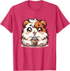 Cute Kawaii Animals Drinking Boba Tea Co. Cute Kawaii Chibi Guinea Pig Drinking Boba Tea T-Shirt - Red Heather