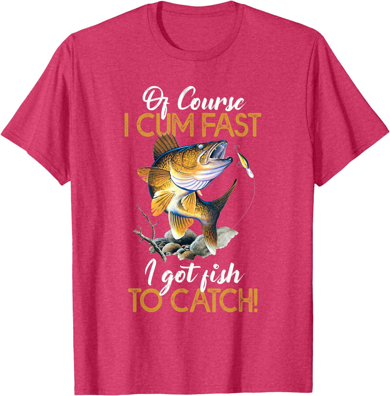 Fisherman & Fishing T-Shirts Funny Shirt "Natürlich ich komme schnell Ich habe Fische zum Fangen" [German Language] T-Shirt - Red Heather