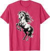 Urban Empyre Shire Horse White Equestrian Rearing T-Shirt - Straight - Red Heather