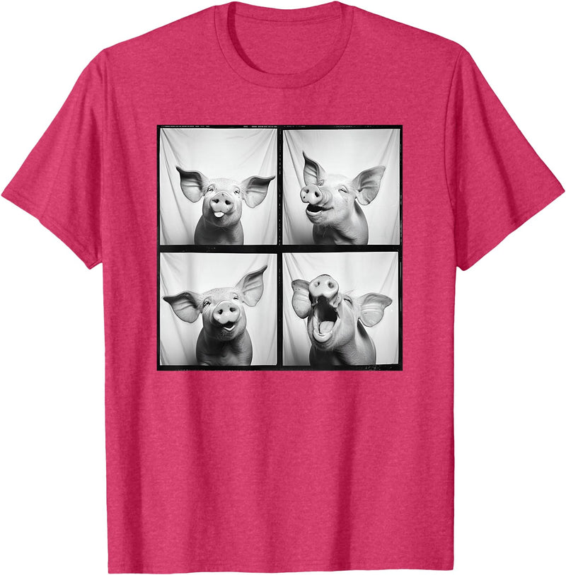 Piglet Farm Nature Photography Men Women Kids Happy Pig Face Portrait Hog Farmer Funny Farm Animal T-Shirt - Red Heather