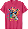 Safari Animal Art Giraffe Sunglasses Funny Giraffe Lover Safari Animal Animal T-Shirt - Red Heather