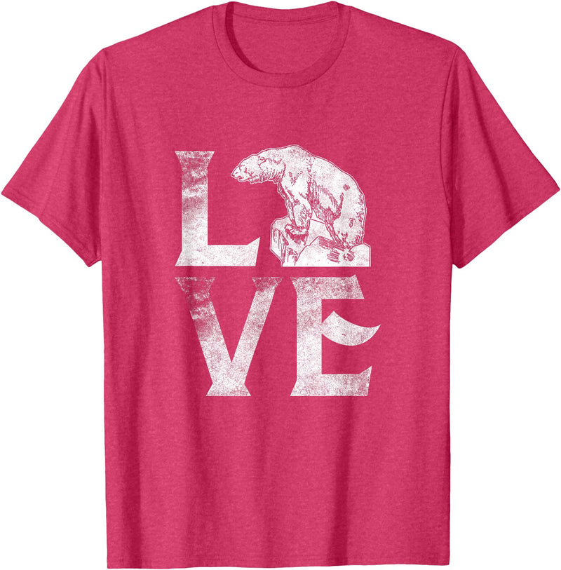 Love Polar Bears - White Bear T shirt, Tee Love Polar Bears T-shirt Cute White Bear Gift Climate Change T-Shirt - Red Heather