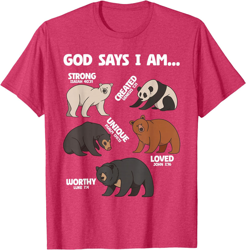 Christian Bears Lover Gift God Says I Am Bears Lover Men Women Christian T-Shirt - Red Heather