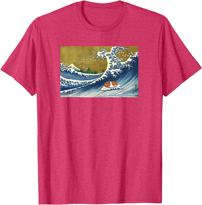 Kids Animal Wheek Cavy Mom Gift T Shirts & Hoodies Funny Retro Vintage Surfing A Great Wave Guinea Pig Lover T-Shirt - Red Heather
