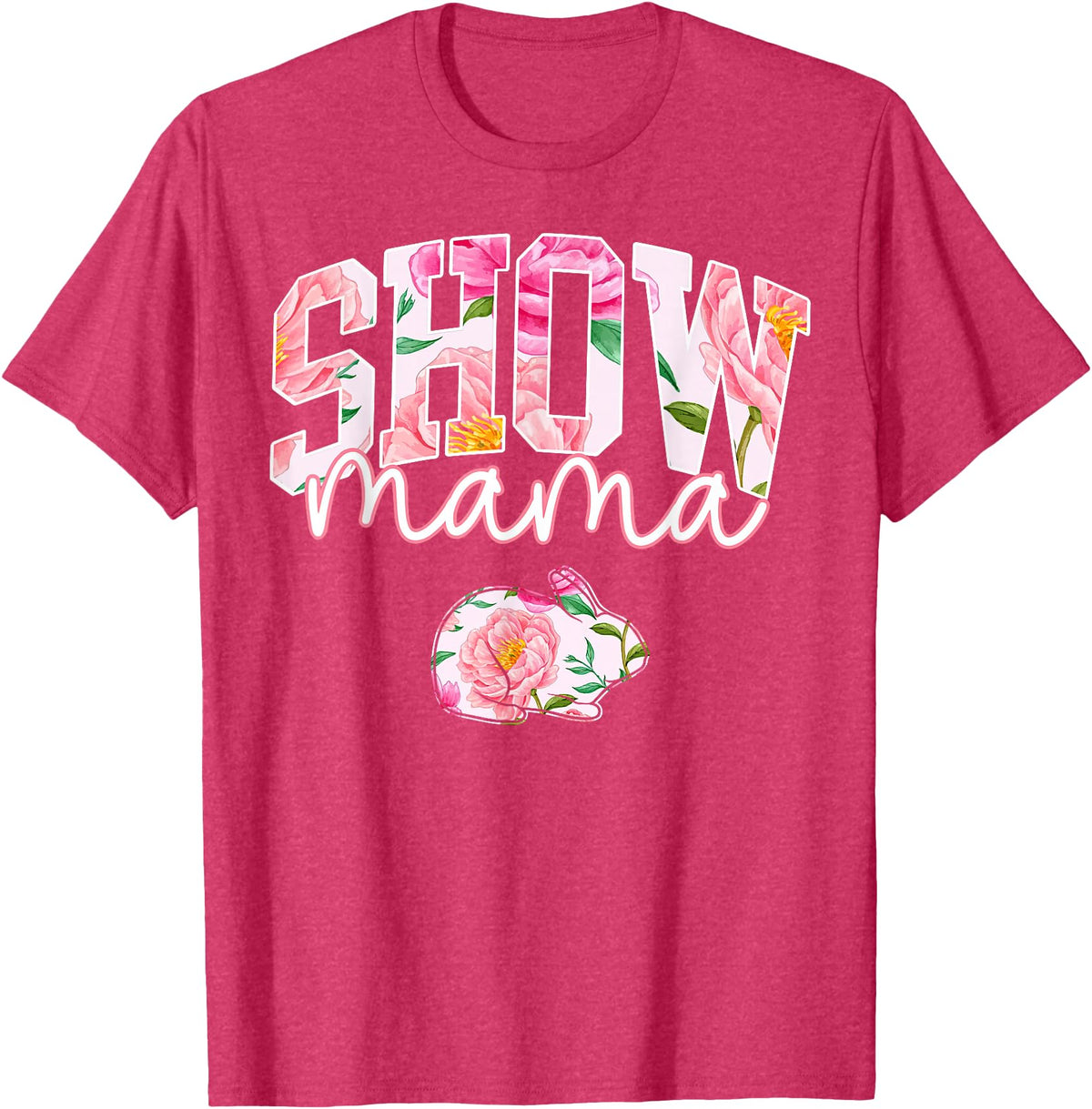 Stock Show Rabbit Mom Livestock County Bunny Mama Floral T-Shirt in Red Heather