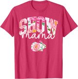 Stock Show Rabbit Mom Livestock County Bunny Mama Floral T-Shirt in Red Heather