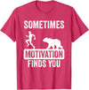 Mens Sometimes Motivation Finds You Garment Mens Sometimes Motivation Finds You Camping Bear Design T-Shirt - Red Heather