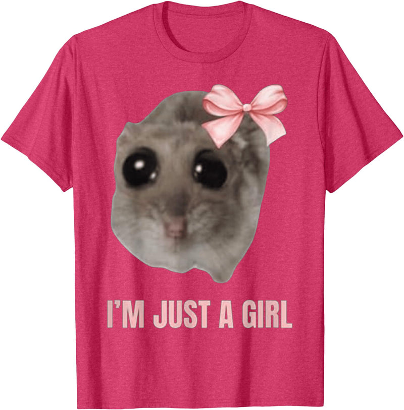 I'm Just a Girl Hamster FUNNY T-Shirt - Red Heather