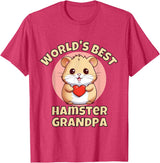 Cute World's Best Hamster Grandpa Grandfather T-Shirt - Red Heather
