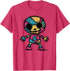 Colorful Punk Rock Goth Skeleton Halloween Colorful Skull Patchwork Skeleton Art T-Shirt - Red Heather