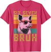 6 7 Pig Funny Animal Apparel Funny Pig 67 6 7 six Seven Meme Animal Retro Design T-Shirt - Red Heather