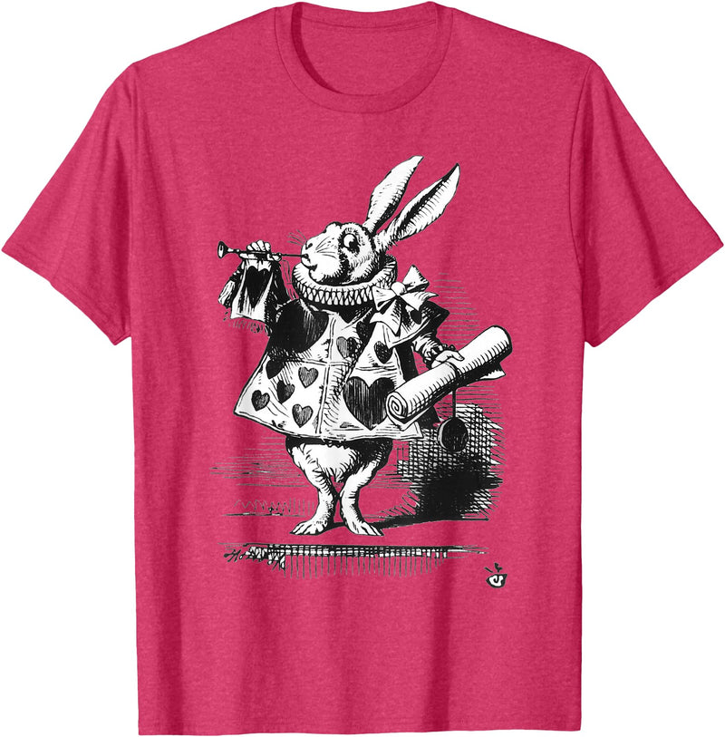 Cartoon Easter Bunny Alice in Wonderland - White Rabbit T-Shirt in Red Heather
