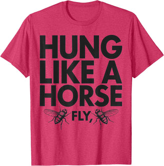 Creative Insect Apparel Hung Like A Horse Fly Funny Insect Humor For Animal Lovers T-Shirt - Red Heather