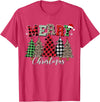 Merry Christmas Leopard Buffalo Red Plaid for Men Women T-Shirt - Red Heather