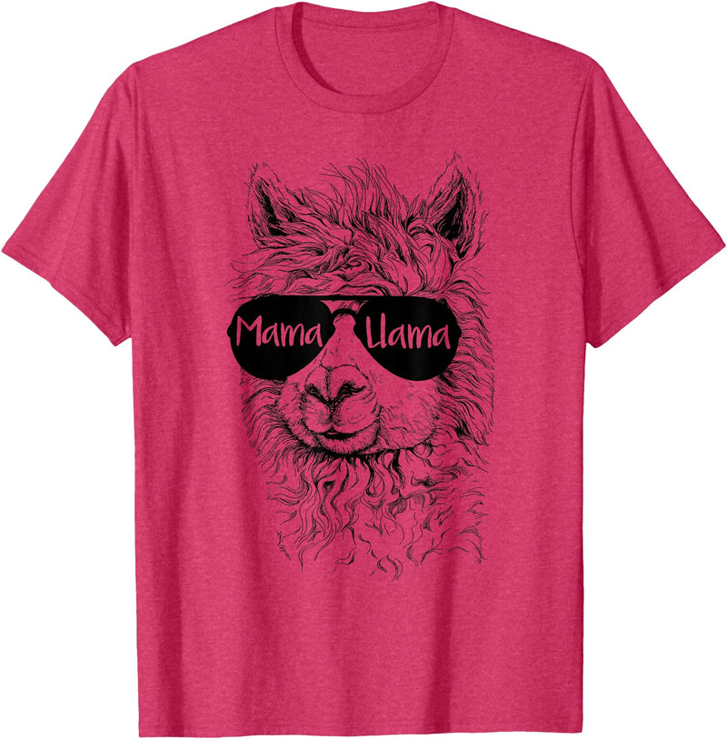 Mama Llama Funny Animal Apparel Llama Lover Mama Llama T-Shirt - Red Heather