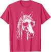 FunnyHorseCo. Funny Horse Sunglasses T-Shirt - Straight - Red Heather