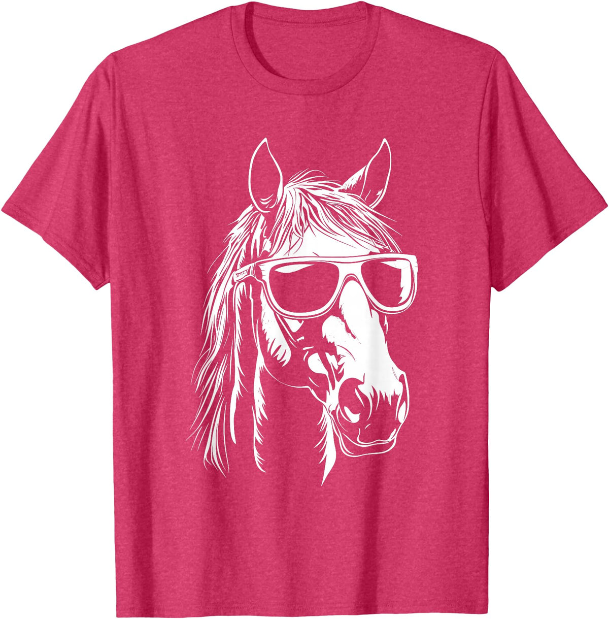 FunnyHorseCo. Funny Horse Sunglasses T-Shirt - Straight - Red Heather