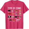 COW Designs By ShirtZilla Types of Cows Shirt Farmer Tee Shirt Costume Cow T-Shirt - Red Heather