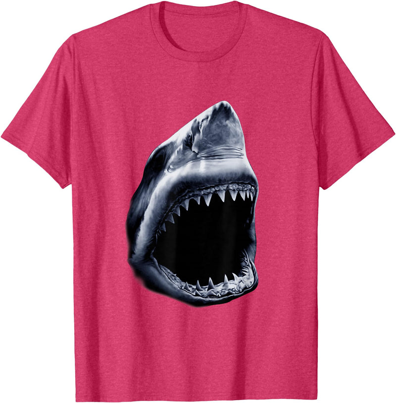 Shark Vibes Great Shark Face Graphic Ocean Bite Lovers Giant T-Shirt - Red Heather