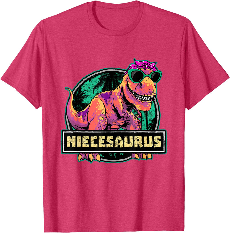 Wowsome! Niece Shirt Niecesaurus Matching Dinosaur Birthday Party T-Shirt - Red Heather