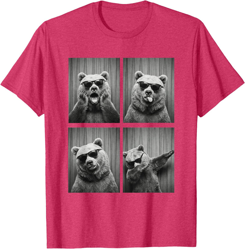 Funny Bear PhotoBooth Stuff Accessories & Gifts Bear PhotoBooth Sunglasses Funny Dab Bears Lover T-Shirt - Red Heather