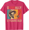 Vintage Fishing Fisherman Birthday Gifts Ofishally 5 Years Old Funny Fishing Birthday Fisherman T-Shirt - Red Heather