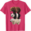 Funny Stacked Bear Panda Polar Bear Animal We Bears Realistic Stacked Bares Meme Animal T-Shirt - Red Heather