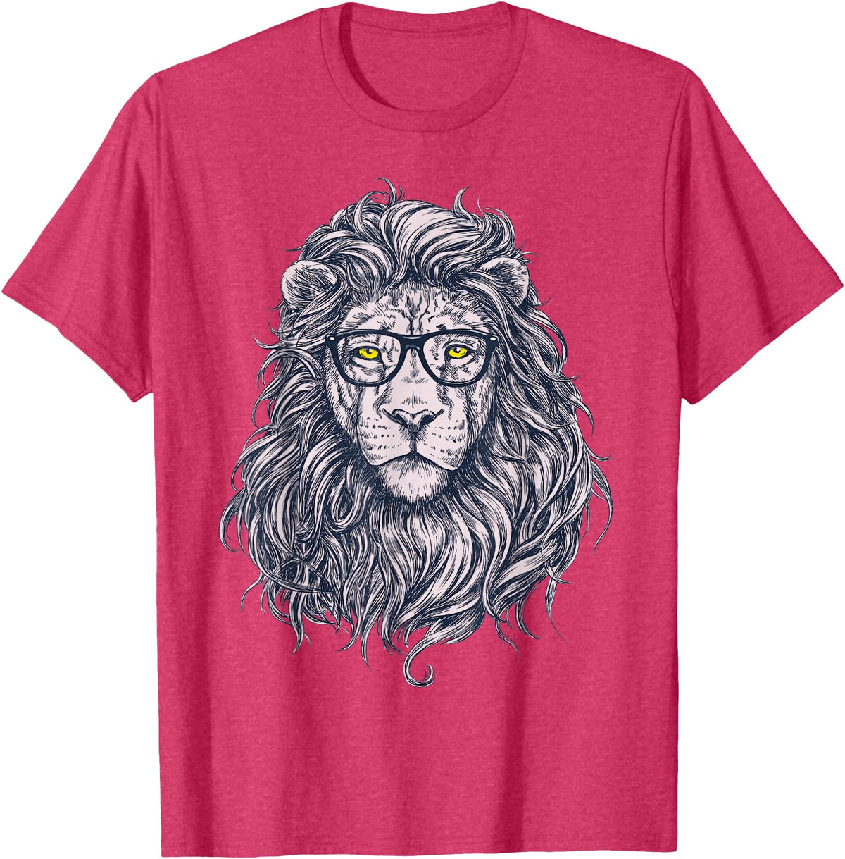 Wise Animal Cool Lion in Glasses Hipster Funny Nerd Humor T-Shirt - Red Heather