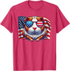 Guinea Pigs American Flag Patriotic Pets Lovers Vintage Guinea Pig Pets Owners Patriotic USA Flag Sunglasses T-Shirt - Red Heather