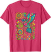 FolkFlight Design Co Bird Hummingbird Floral Folk-Art Colorful T-Shirt - Red Heather