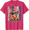 Cute Cow Creations Highland Cow 4th of July, Patriotic Cowgirl Bow Design T-Shirt - Red Heather
