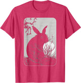 Rabbit Lover, Rabbit and Moon Small T-Shirt in Red Heather