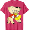 Looney Tunes Porky & Petunia Pig Portrait T-Shirt - Red Heather