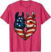 Fourth of July Clothing Co. Patriotic Llamas Heart American Flag 4th of July Graphic T-Shirt - Red Heather