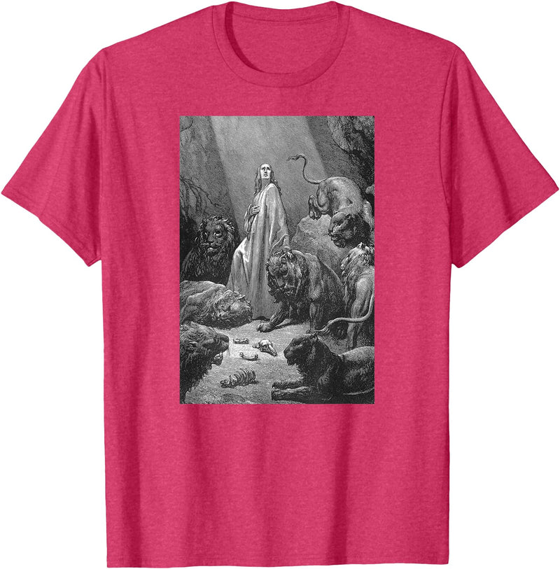Urban Empyre Gustave Dore Daniel in the Lions Den T-Shirt - Red Heather