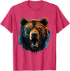 Forest Animal Art Bear Portrait Splash Forest Artwork Animal Lovers Motif T-Shirt - Red Heather