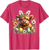 Highland Cow Land of NYC Highland Cow Easter Bunny Moo Basket Egg Floral Women Girls T-Shirt - Red Heather